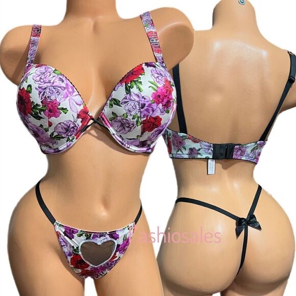 Victorias Secret Very Sexy Rhinestone Bombshell Add-2-Cups Bra & V string Set - Picture 4 of 9